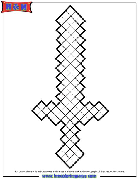 minecraft sword coloring page   coloring pages