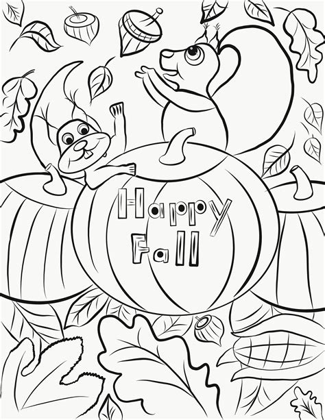 happy fall coloring page printable artwork   age etsy