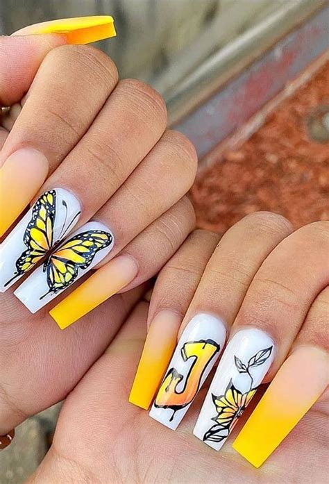 special yellow coffin nails art you should try in summer