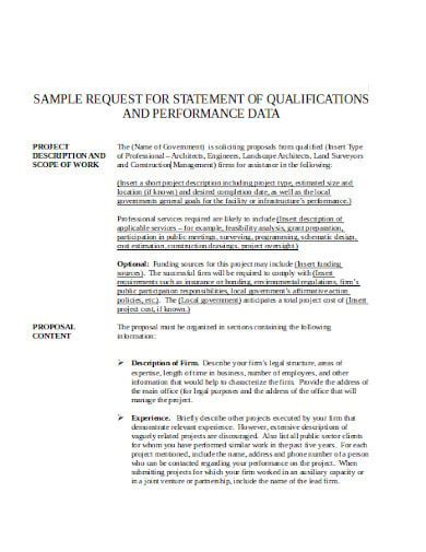 statement  qualifications  letter