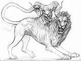 Chimera Mythological Mythical Mythology Scary Hiring sketch template
