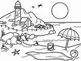 Beach Coloring Pages Nature Kids Lighthouse Drawing Sunset Clipart Printable Scenes Themed Color State Sheets Ocean Colouring Outline Realistic Michigan sketch template