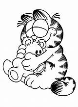 Garfield Coloring Pages Cute Feeling Happy Comic Cat Printable Toy His Strip sketch template