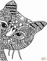 Cat Zentangle Coloring Pages Printable Mandala Adult Template Easy Choose Board Sheets sketch template