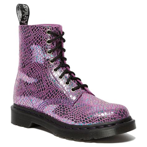 dr martens  pascal snake metallic suede boots purple
