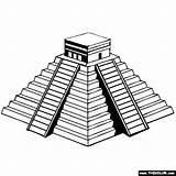 Mayan Coloring Aztec Pyramid Temple Chichen Itza Drawing Mexico Famous Maya Castillo El Places Tattoo Landmarks Drawings Pages Colouring Thecolor sketch template
