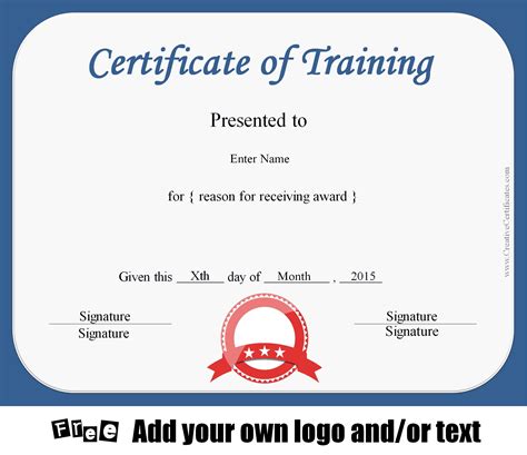 certificate  training template customizable