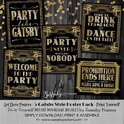 gatsby  poster pack instant  printable wedding etsy
