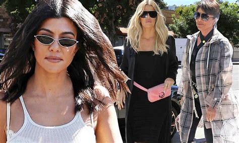 kourtney kardashian wears sheer tank top for lunch with khloe and kris