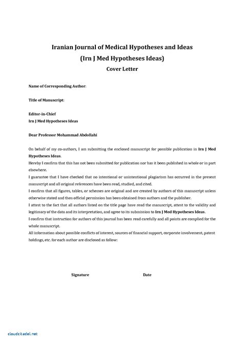 cover letter  academic journal  submission