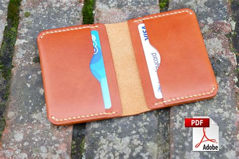 leather card holder wallet patternminimal walletpattern etsy
