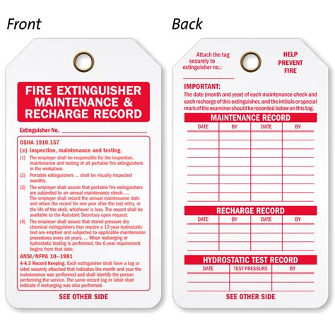 fire extinguisher inspection log printable fire extinguisher