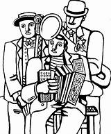 Leger Fernand Musicians Coloring Three Adult Pages Adults Music Masterpieces Nggallery sketch template