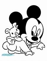 Coloring Baby Mickey Disney Pages Disneyclips Babies Printable Carrying Teddy Bear sketch template