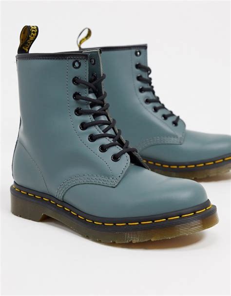 dr martens  leather flat ankle boots  steel gray asos