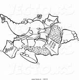 Cartoon Shopping Elephant Coloring Outline Vector Royalty Ron Leishman sketch template