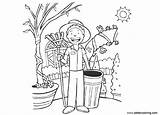 Coloring Gardening Pages Tools Garden Boy Printable Kids Adults Color sketch template