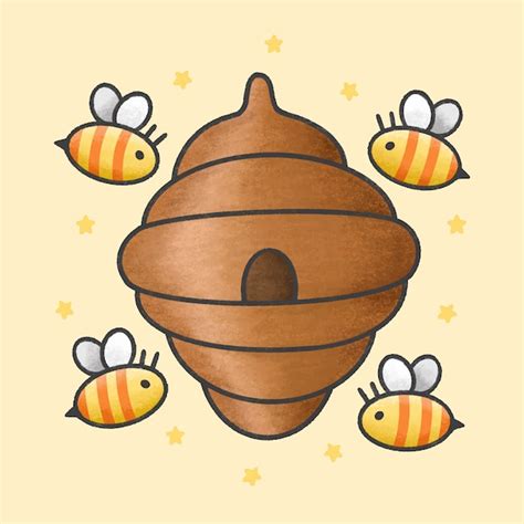 Premium Vector Bee Hive And Cute Bees