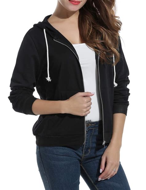 buy zeagoo womens warm lightweight long zip  fleece hoodie sweater jacket black   amazonin