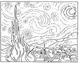Starry Night Gogh Van Painting Coloring Sky Vincent Drawing Sponge Printable Masterpiece Galt Mini Toys Pages Kids Template Color Line sketch template