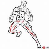 Daredevil Draw Step Superheroes Sketchok Marvel sketch template