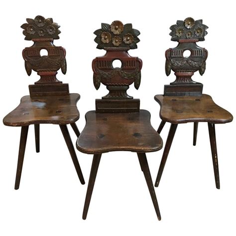 antique swiss carved wood chairs  sale  stdibs