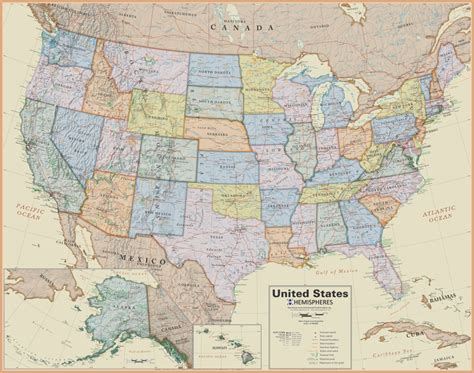 united states wall map laminated boardroom style