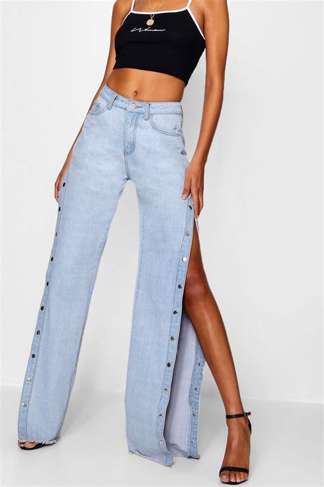 tall popper detail wide leg jeans tall jeans loose jeans wide leg jeans womens jeans edgy
