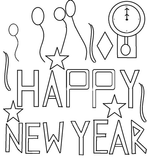 happy  year coloring printable page  kids