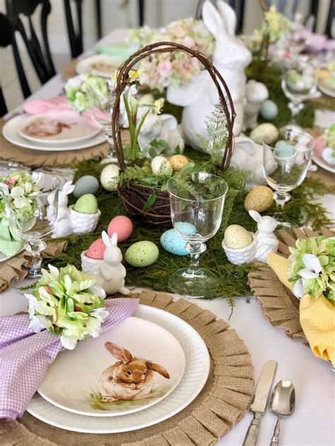 festive easter tablescape  preppy hostess