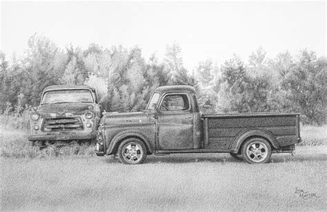 truck truck drawing  truck art print vintage truck etsy