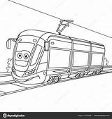 Tramway Tram Coloring Template Pages sketch template