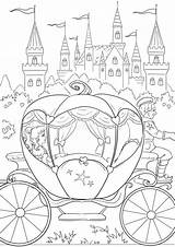 Cinderella Coloring Illustration Carriage Pumpkin Vector Cute sketch template