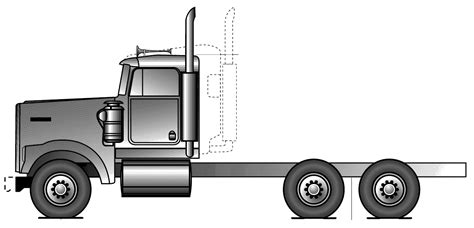 kenworth wb heavy truck blueprints  outlines