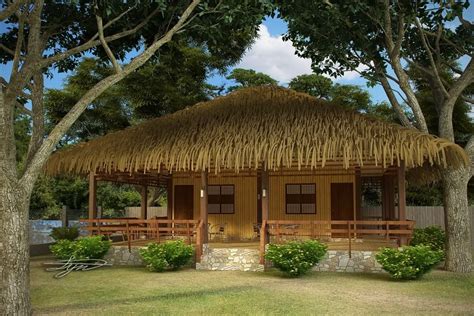 simple bamboo hut design front guest house   credit  airbnb   sign
