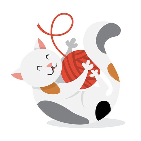 premium vector cute funny cat playing   toy