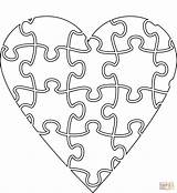 Casse Tete Coloriage Jigsaw Coeur Rompecabezas Imprimer Forme Cuori Corazón Dibujo Corazones Stampare Template Supercoloring Forma sketch template