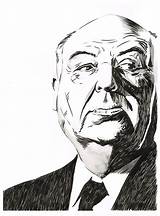 Hitchcock Alfred Drawing Ink Portrait Original sketch template