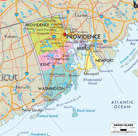 political map  rhode island ezilon maps