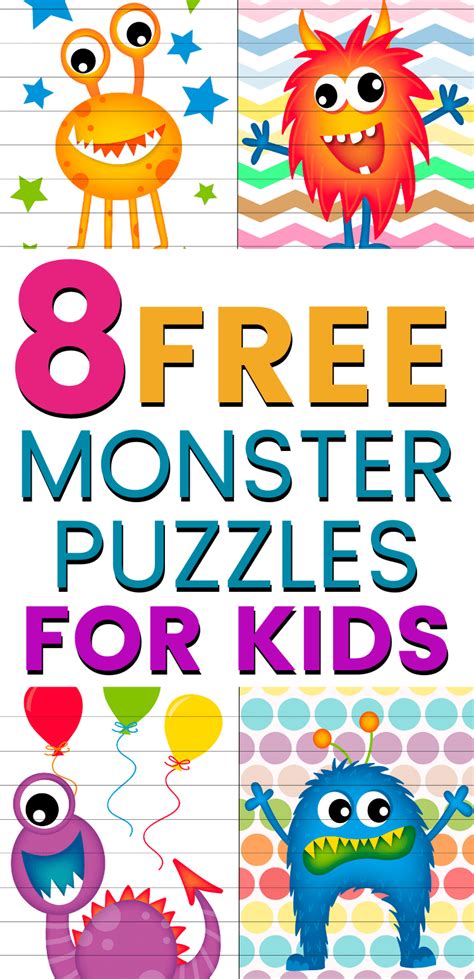 printable puzzles  kids funny monsters jigsaw
