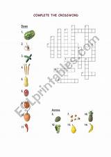 Vegetables Fruits Crossword Worksheet Preview sketch template