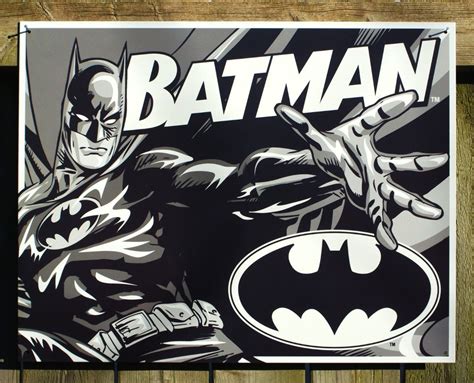 batman dc comics tin metal sign comic book superhero man