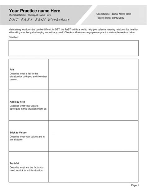 dbt fast skill worksheet  therapybypro