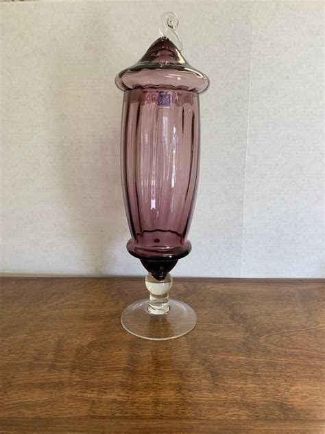 Vintage Hand Blown Glass Vase Bx Glass Vase Purple Vase Etsy