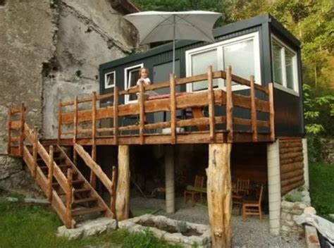 tiny shipping container treehouse