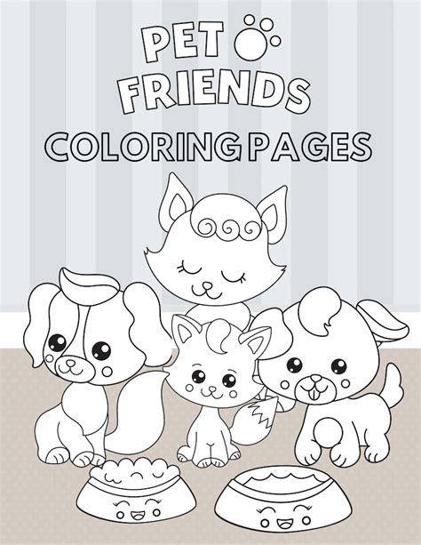 pet friends printable coloring pages kids coloring activity etsy