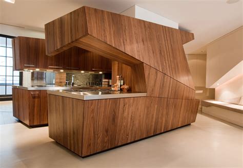 modern loft   freestanding centralized wood veneer
