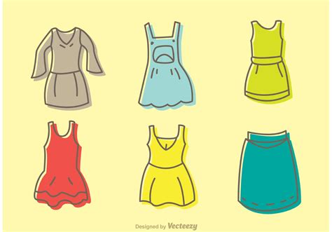 cartoon dresses vectors pack   vector art stock graphics