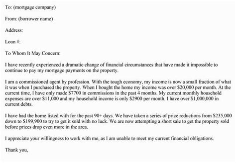 unemployment letter  mortgage company  hardship letter templates