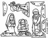 Nativity Coloring Scene Pages Printable Jesus Cut Christmas Birth Kids Color Print Mary Mother Set Clipart Virgin Colouring Figures Clip sketch template